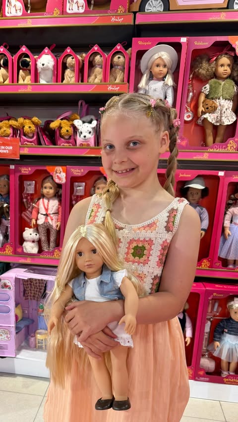 Instagram post by @erin.grace.b for Our Generation. Caption reads: [...] today at the @hamleysofficial x....