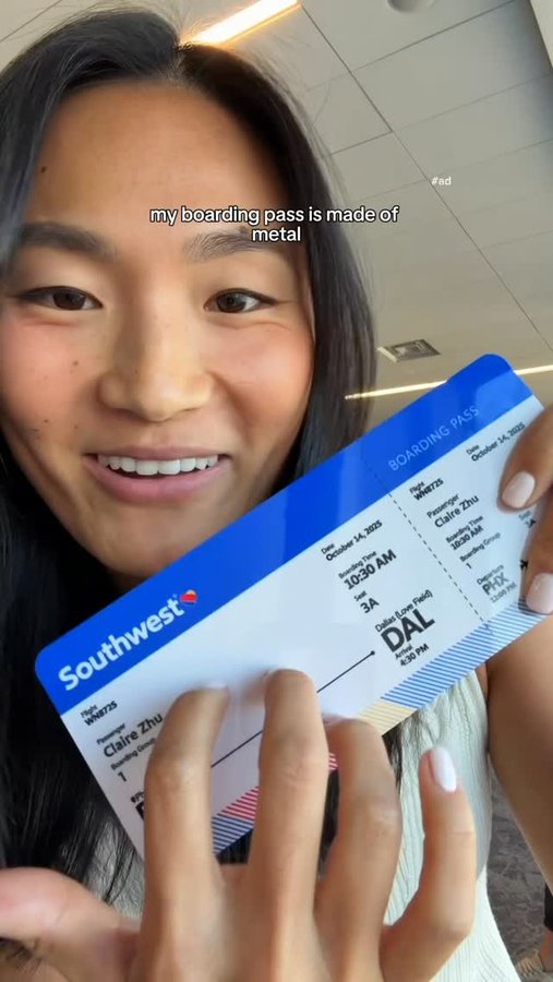 Instagram post by @claireandpeter for Southwest Airlines. Caption reads: SO many new + fun things at @southwestair #ad ✈️....