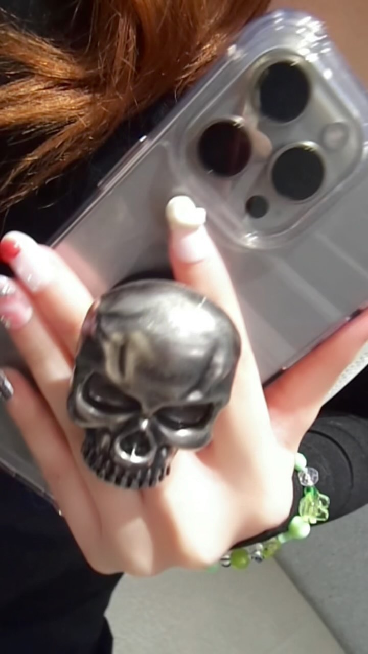 Instagram post by @francinebenitezz for PopSockets. Caption reads: 🩶💀

#popsocketphilippines.