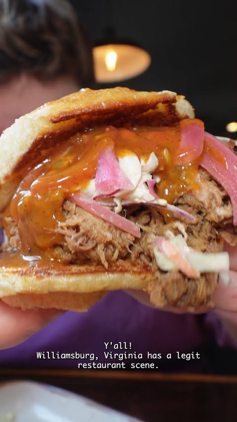 Instagram post by @jacobdoesphilly for Visit Williamsburg. Caption reads: [...] on my Williamsburg trip - with....