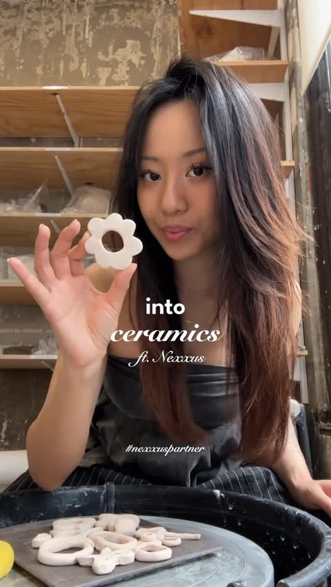 Instagram post by @oksarahpan for Nexxus Haircare. Caption reads: [...] a ceramic keychain inspired by my....