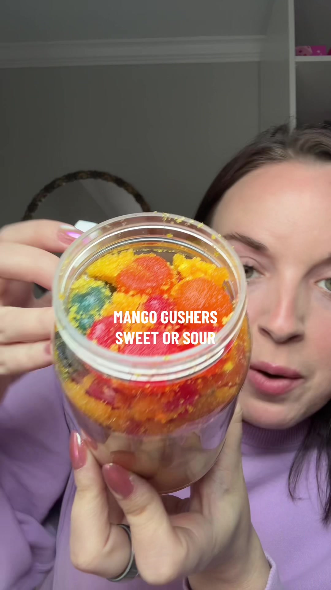 TikTok post by @shopwithkels for Poppin Crunch. Caption reads: [...] got MANGO🥭 #mangogushers #gushers....