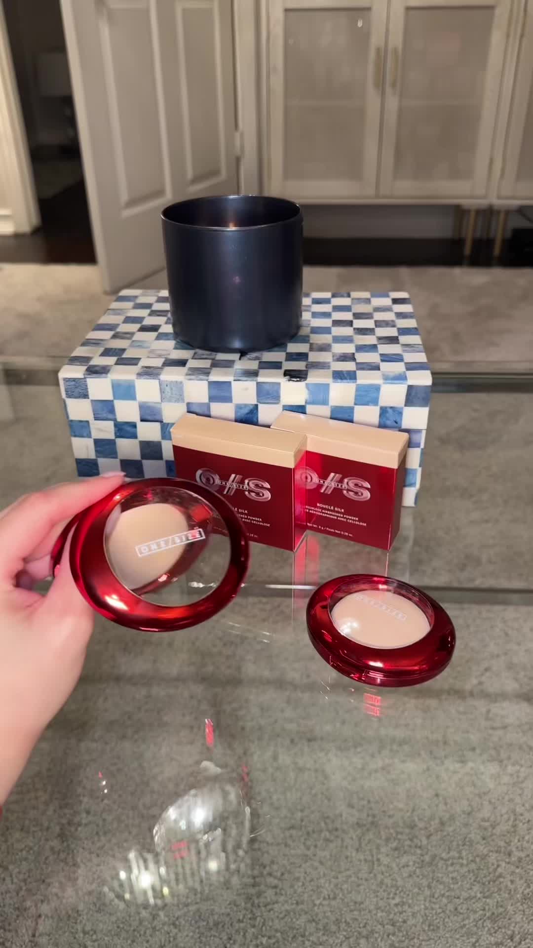 TikTok post by @psychictexas for ONE SIZE BEAUTY. Caption reads: [...] airbrushed powder from one size beauty I am....