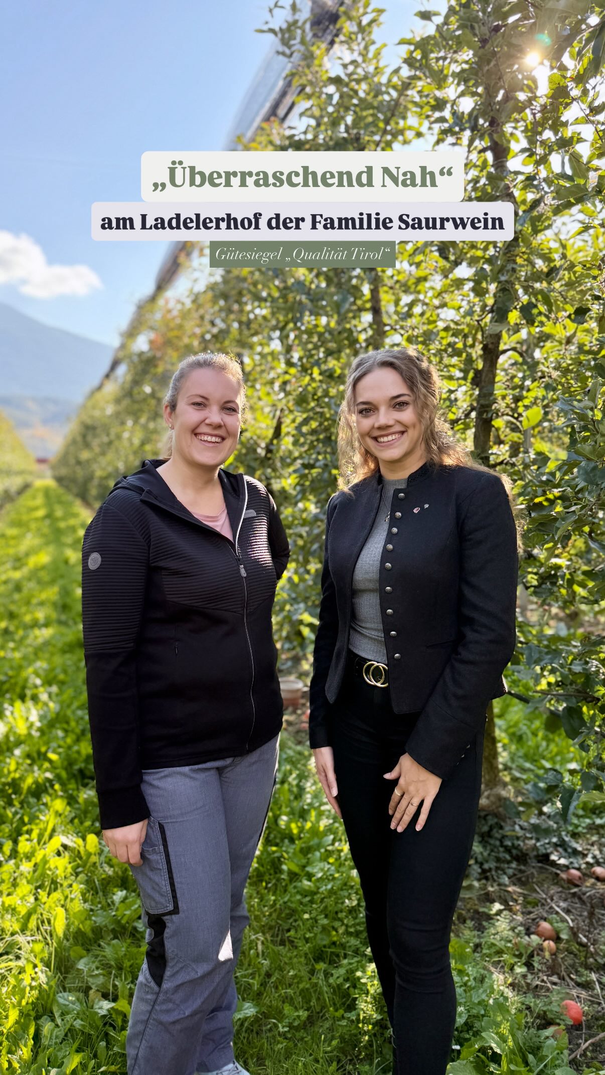 Instagram post by @elisa.thurnaa for Qualität Tirol. Caption reads: [...] 🛒 du findest die „Qualität Tirol“ Äpfel....