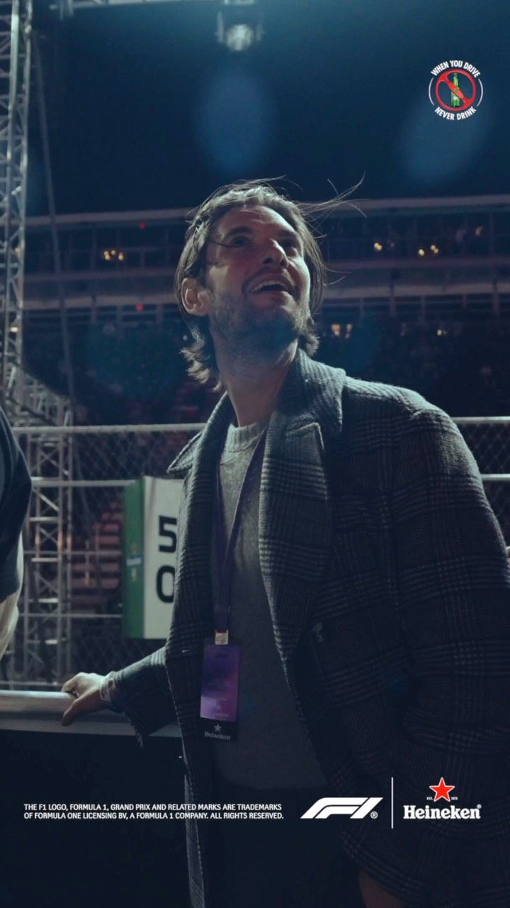 Instagram post by @benbarnes for Heineken US. Caption reads: Still buzzing from the @f1 this weekend in Las....