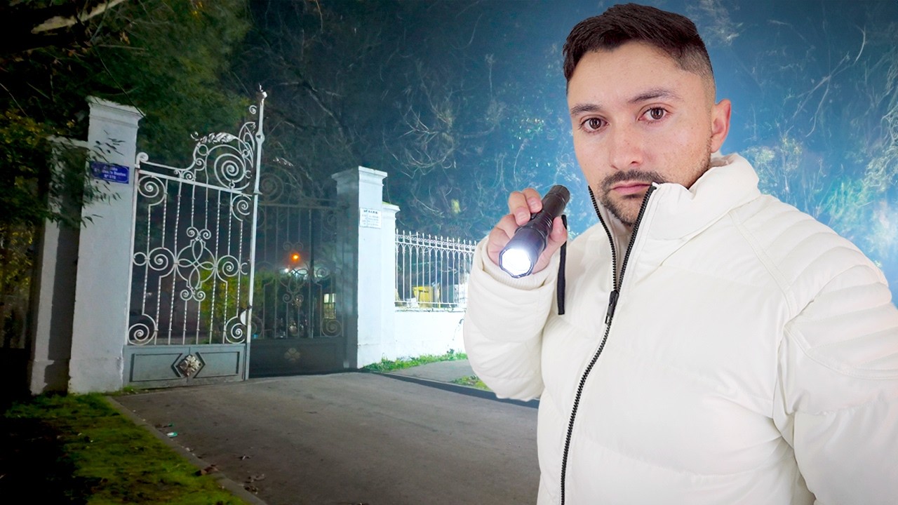YouTube post by @Claux7 for Airalo. Caption reads: I entered a CEMETERY AT NIGHT and we recorded....