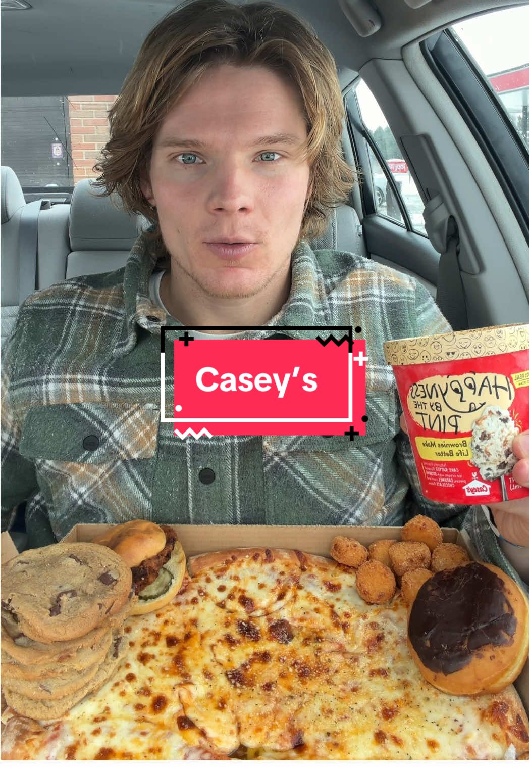 TikTok post by @ianjackedeats for Casey’s. Caption reads: Eating Some Gas Station Food From @Casey’s #fyp....