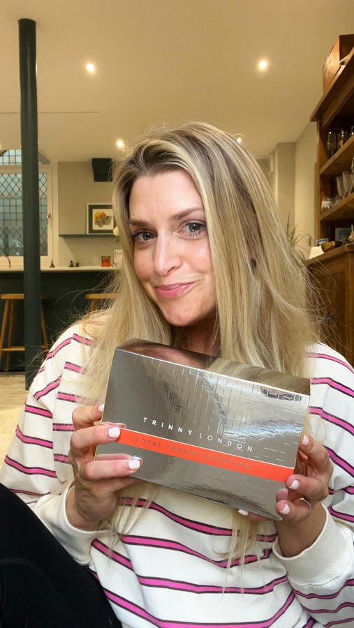 Instagram post by @annawilliamsonofficial for Trinny London. Caption reads: Woohoo @trinnylondon is one of my absolute long....