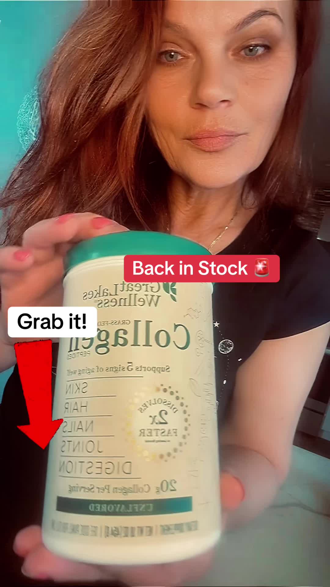 TikTok post by @nediramtenedirajme for Great Lakes Wellness. Caption reads: [...] in one! 2 scoops, Ones a day🚨. @Great Lakes....
