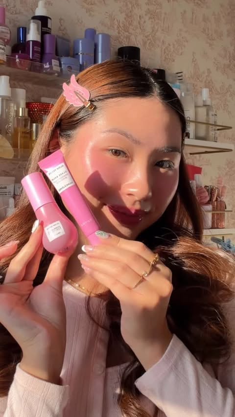 Instagram post by @phoeberreynolds for Glow Recipe. Caption reads: love me a baby pink blush 💖 

#babypink....