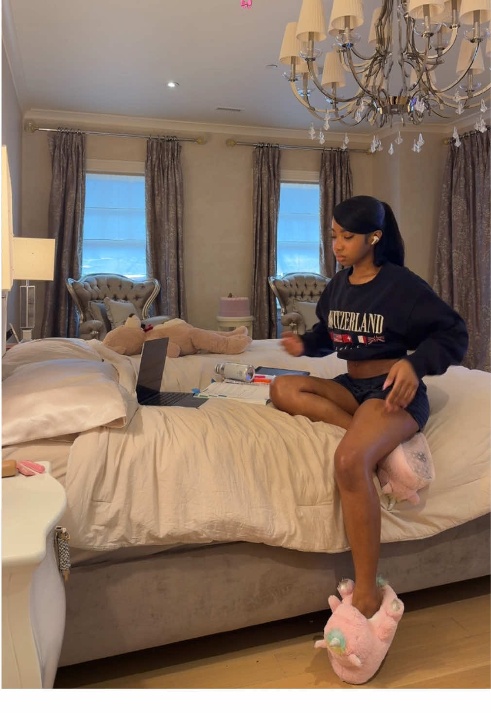 TikTok post by @zouniia for Brandy Melville. Caption reads: studying 📚 @Brandy Melville .