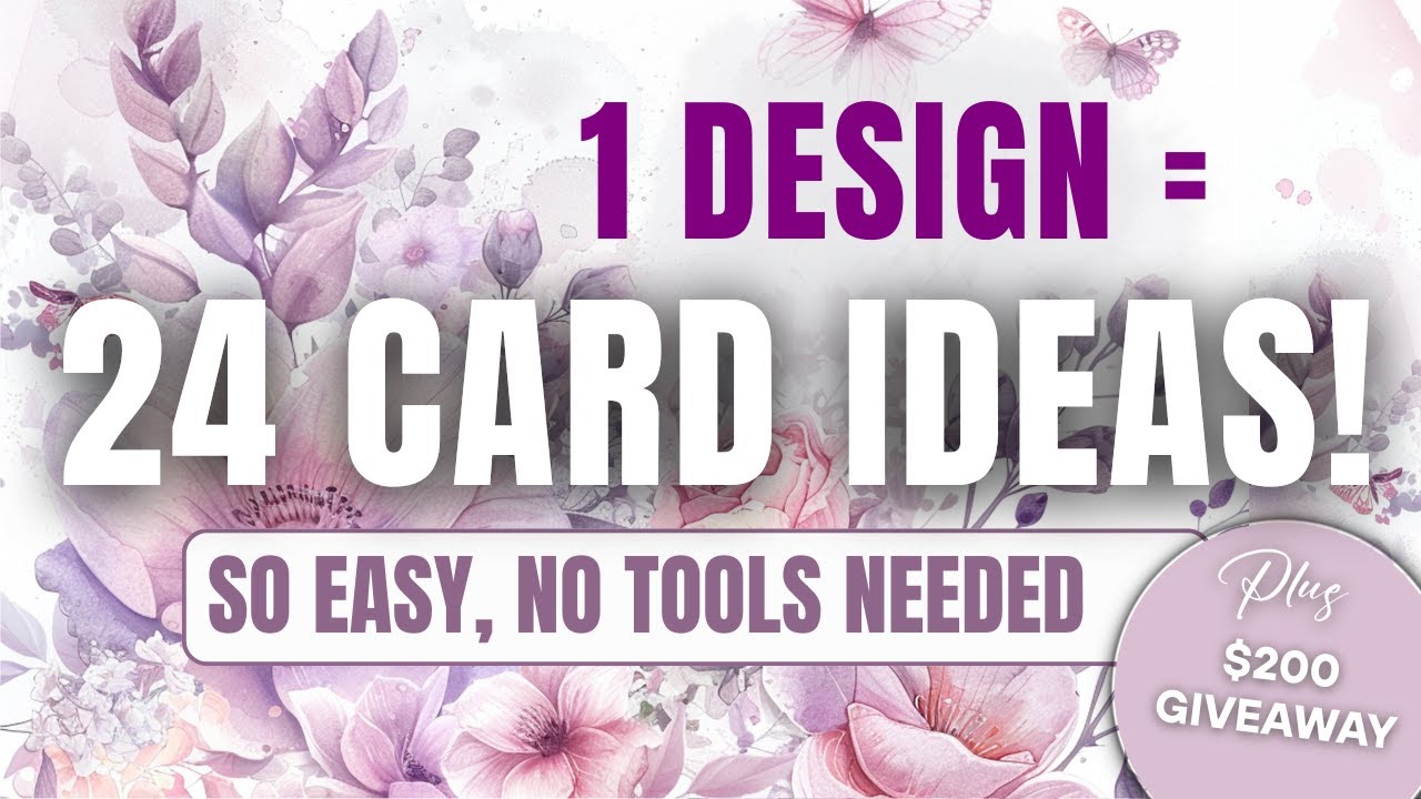 YouTube post by @lucypatrick for VEVOR. Caption reads: I Used One Card Design to Make 24 Cards |....