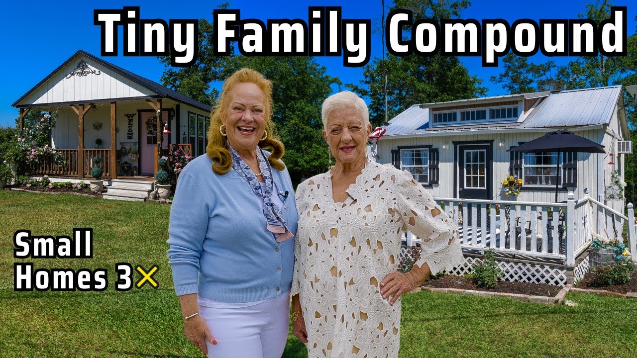 YouTube post by @TinyHouseExpedition for Vimeo. Caption reads: Side by Side Tiny Homes: Mom & Daughter Thrive in....