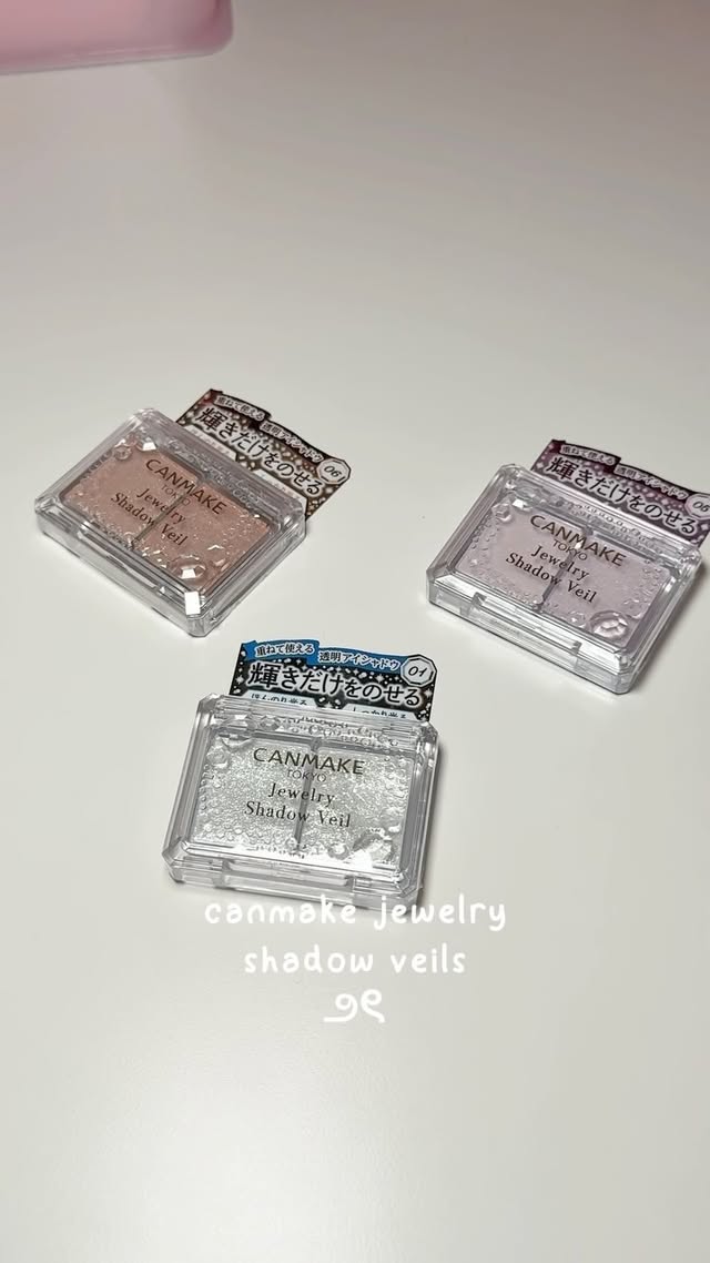 Instagram post by @1uvgabi for CANMAKE TOKYO. Caption reads: 𓂃 @canmaketokyo jewelry shadow veils are a new....