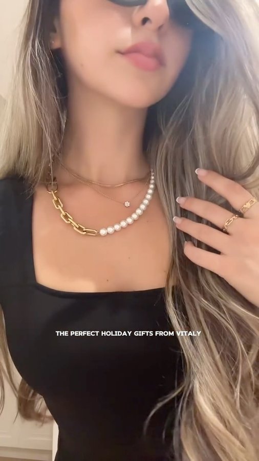 Instagram post by @dinadadgar for VITALY. Caption reads: [...] gift of bold style this holiday season!....