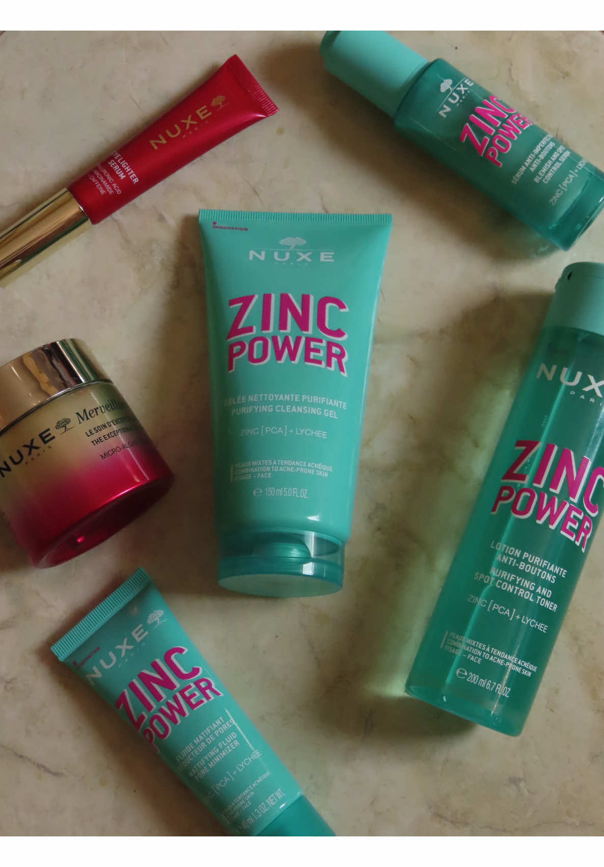 TikTok post by @alice.tramontana__ for NUXE. Caption reads: @Nuxe 🩵🩵.