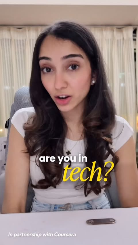 Instagram post by @aashna.talks for Coursera. Caption reads: #CourseraPartner Looking to break into tech or....
