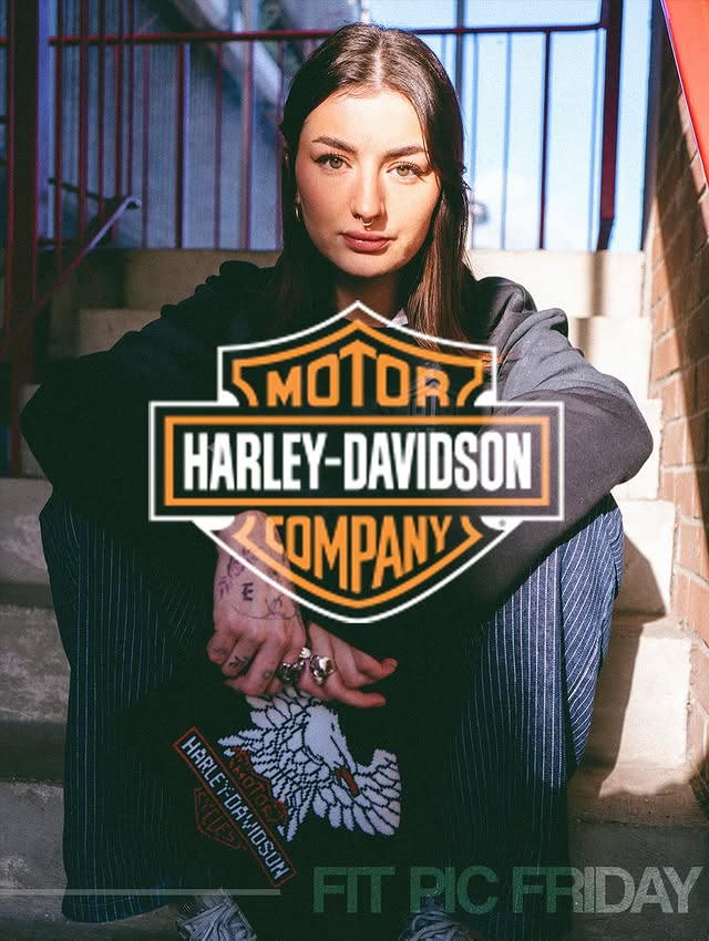 Instagram post by @mo__tatts for Harley-Davidson. Caption reads: [...] Friday, powered by the one and only....