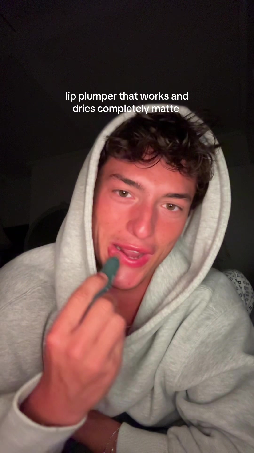 TikTok post by @jozhzimpzon for Chaddy Cosmetics. Caption reads: real men use @Chaddy Cosmetics 👄💚 #lipplumper....