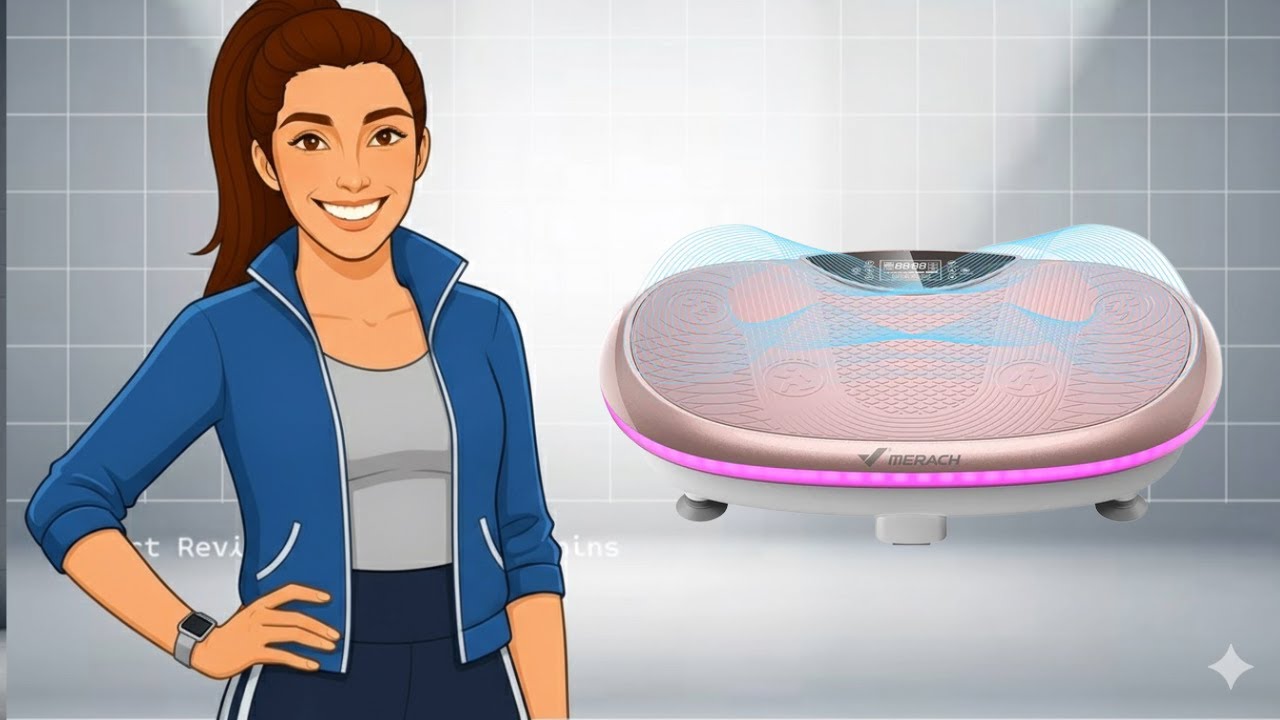 YouTube post by @shoppingwithamy for Merachfit. Caption reads: #Merach #merachfit #fitness #vibrationplate [...].