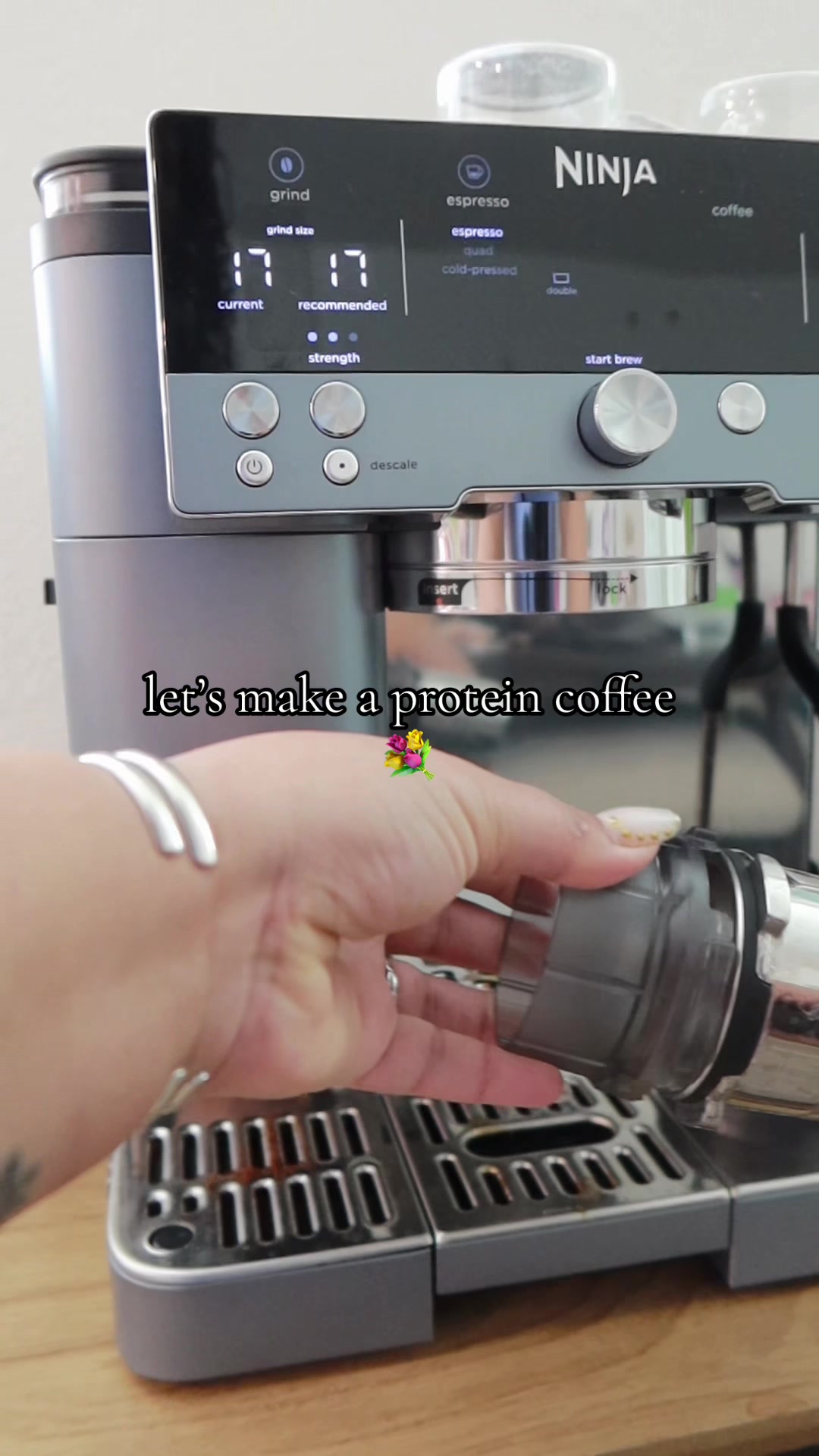 TikTok post by @queeenkiii for Ballerina Farm. Caption reads: this may be a new favorite around here 🧡 #coffee....