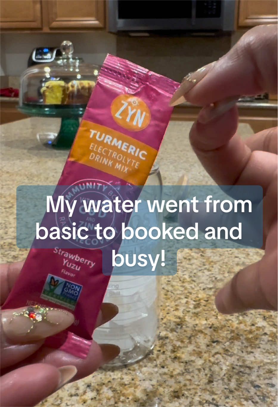 TikTok post by @regalascendant for Drink ZYN. Caption reads: [...] #tumeric #electrolytes #electrolytes @Drink....