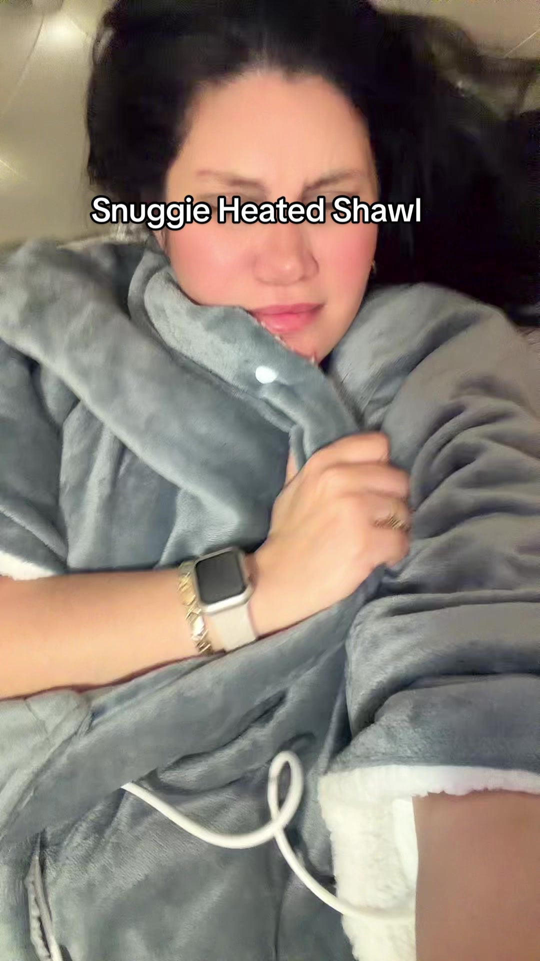 TikTok post by @lilxurious for Snuggie. Caption reads: [...] working from home, or movie nights. #snuggie....