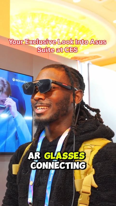 Instagram post by @raptechpcs_ for ASUS. Caption reads: Your Exclusive Look Into Asus Suite at CES, Which....