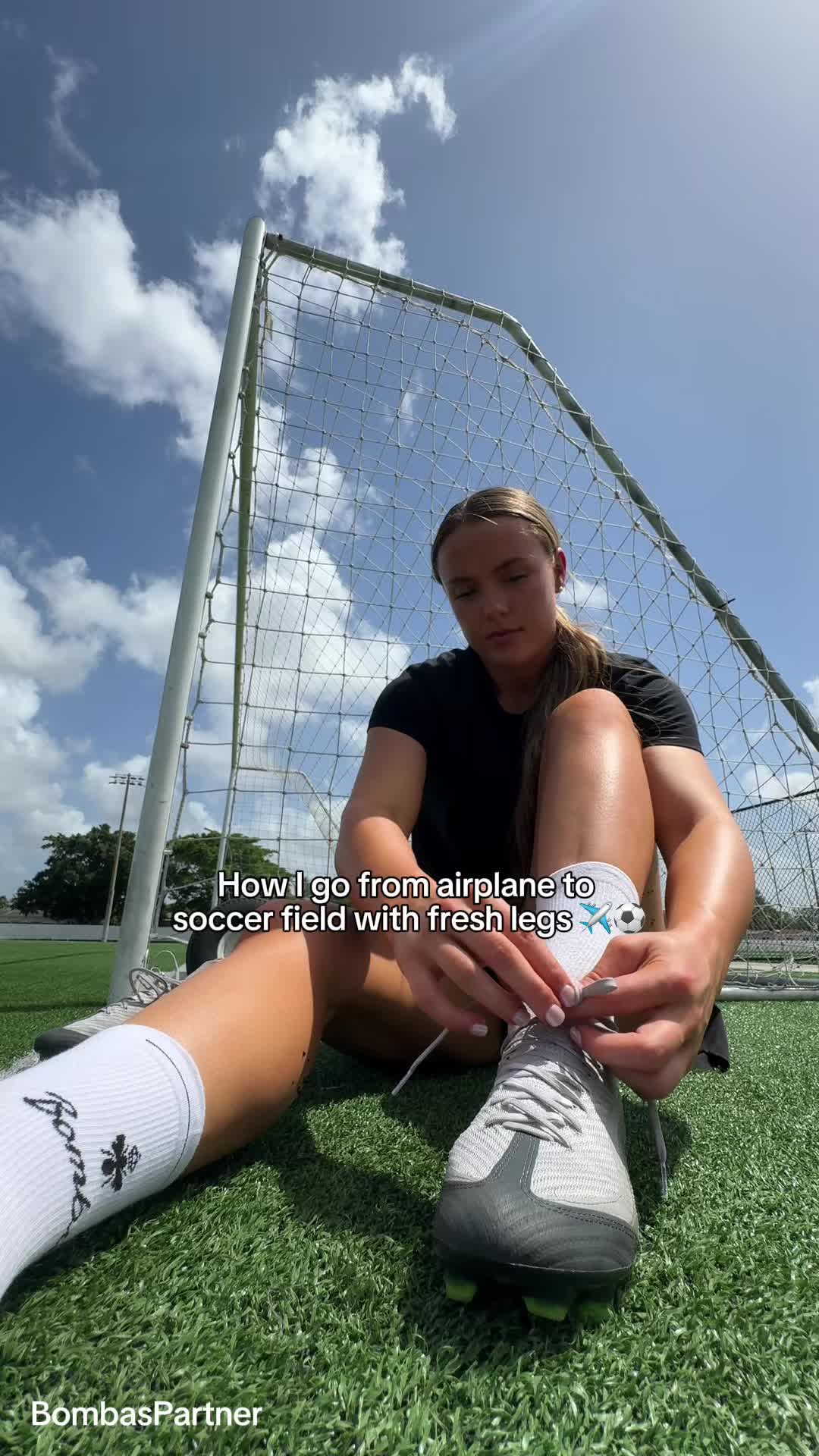 TikTok post by @brittany1wilson for Bombas. Caption reads: Travel hack = @Bombas performance compression....