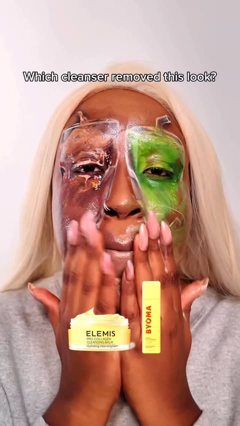 Instagram post by @cakefacerj for BYOMA. Caption reads: The winner is… @byoma creamy jelly cleanser....