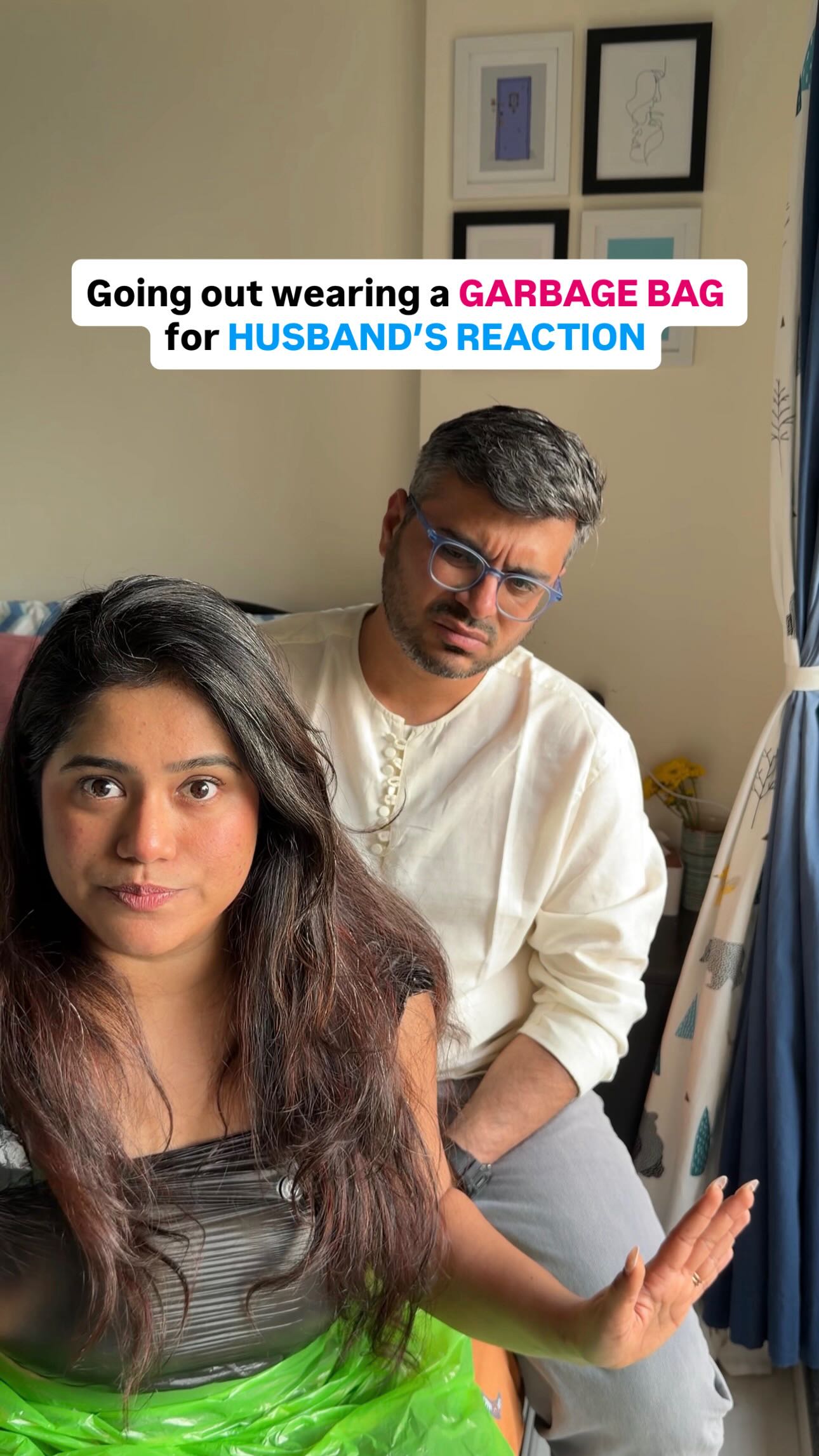 Instagram post by @vishakha_divesh for Simple Skincare. Caption reads: He signed up for my shenanigans when he married me....