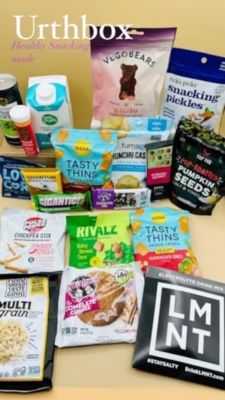 Instagram post by @ugc_asha for Lesserevil. Caption reads: @urthbox Snacking Made Healthy 

Snack smarter,....