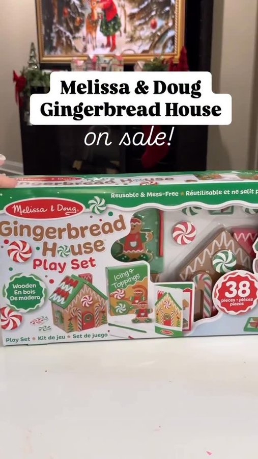 Instagram post by @trendyfavefinds for Melissa & Doug. Caption reads: $15 Gingerbread set from Melissa and Doug....