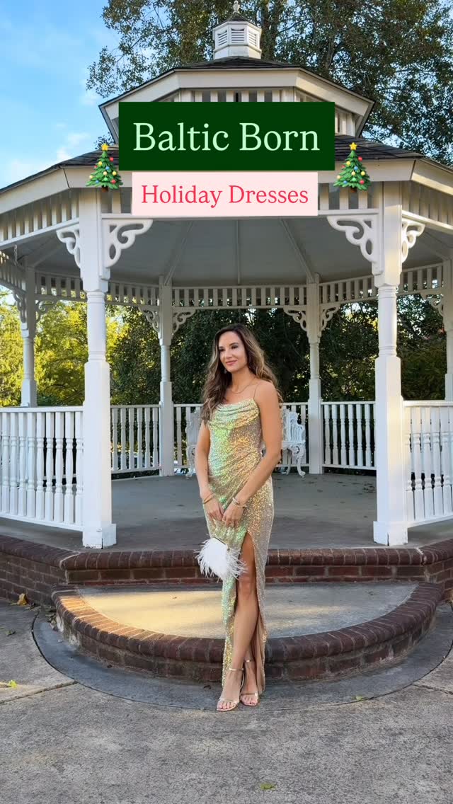 Instagram post by @nickiehworth for Baltic Born. Caption reads: Holiday dresses from @balticbornclothing 🎄✨....