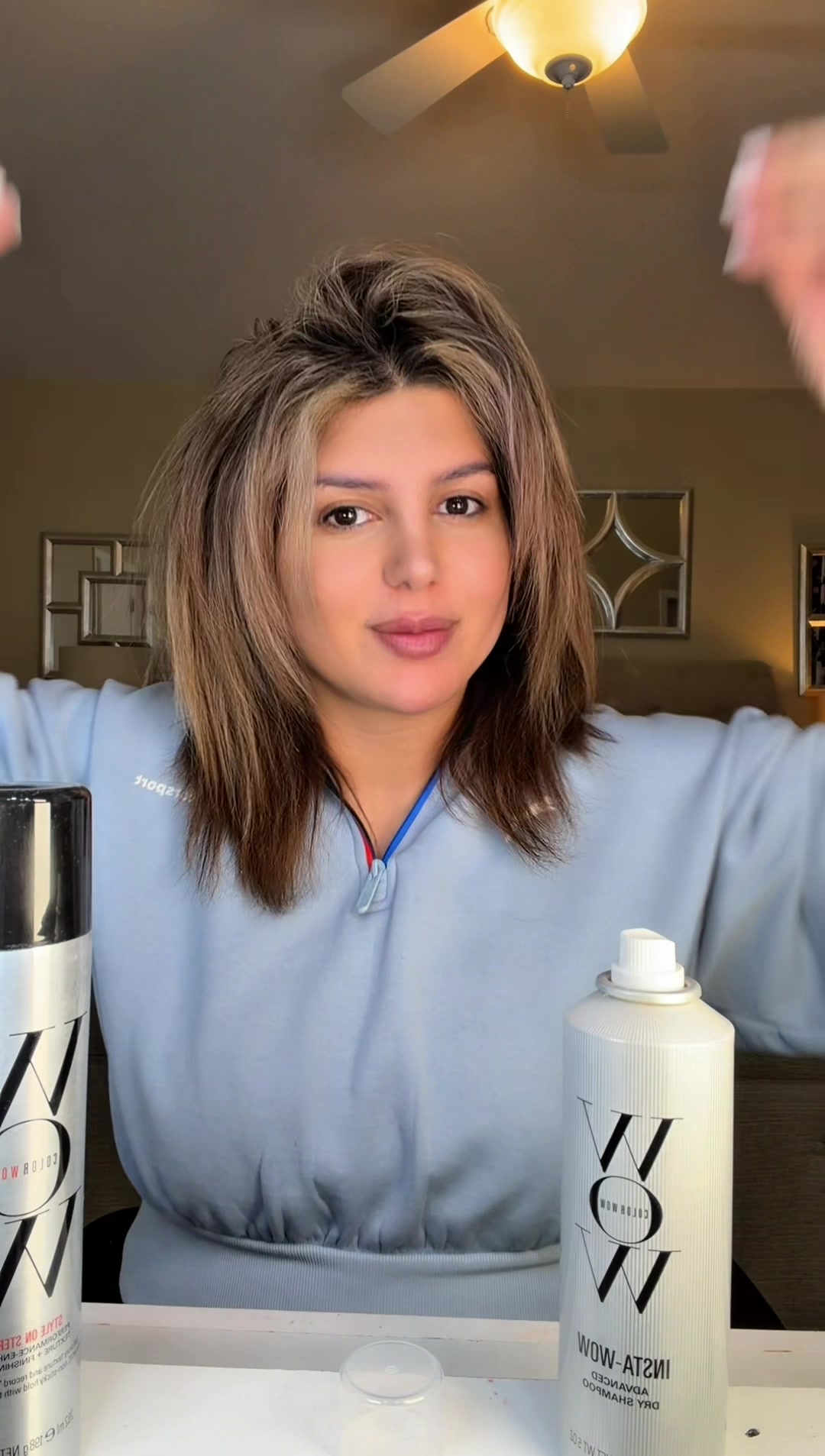 TikTok post by @discoverwithkarmel for Color Wow Hair. Caption reads: Quick hair refresher from @Color Wow Hair....