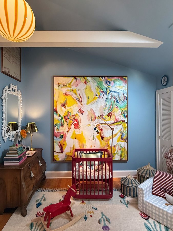 Instagram post by @megbusacca for Nestig. Caption reads: There is no shying away from color and pattern....