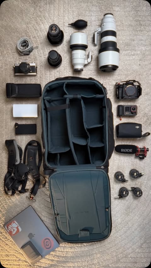 Instagram post by @nico_msn for PGYTECH. Caption reads: [...] camera bag I’ve used so far 🎒 👉....