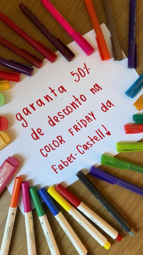 Instagram post by @olhomagicoporfabi for Faber-Castell. Caption reads: [...] pra #ColorFriday 👀#ColorFridayFaberCastell....