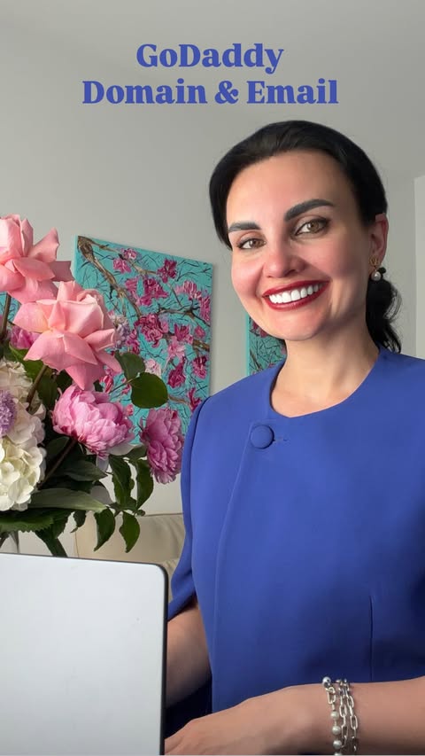 Instagram post by @veronikawhyte for GoDaddy. Caption reads: [...] to a domain + professional email with....