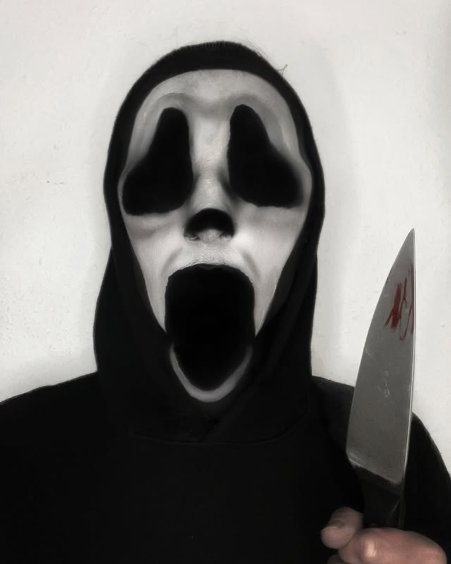 Instagram post by @powderofparis for Snazaroo. Caption reads: 🔪🔪ghost face 🔪🔪 just used @officialsnazaroo....