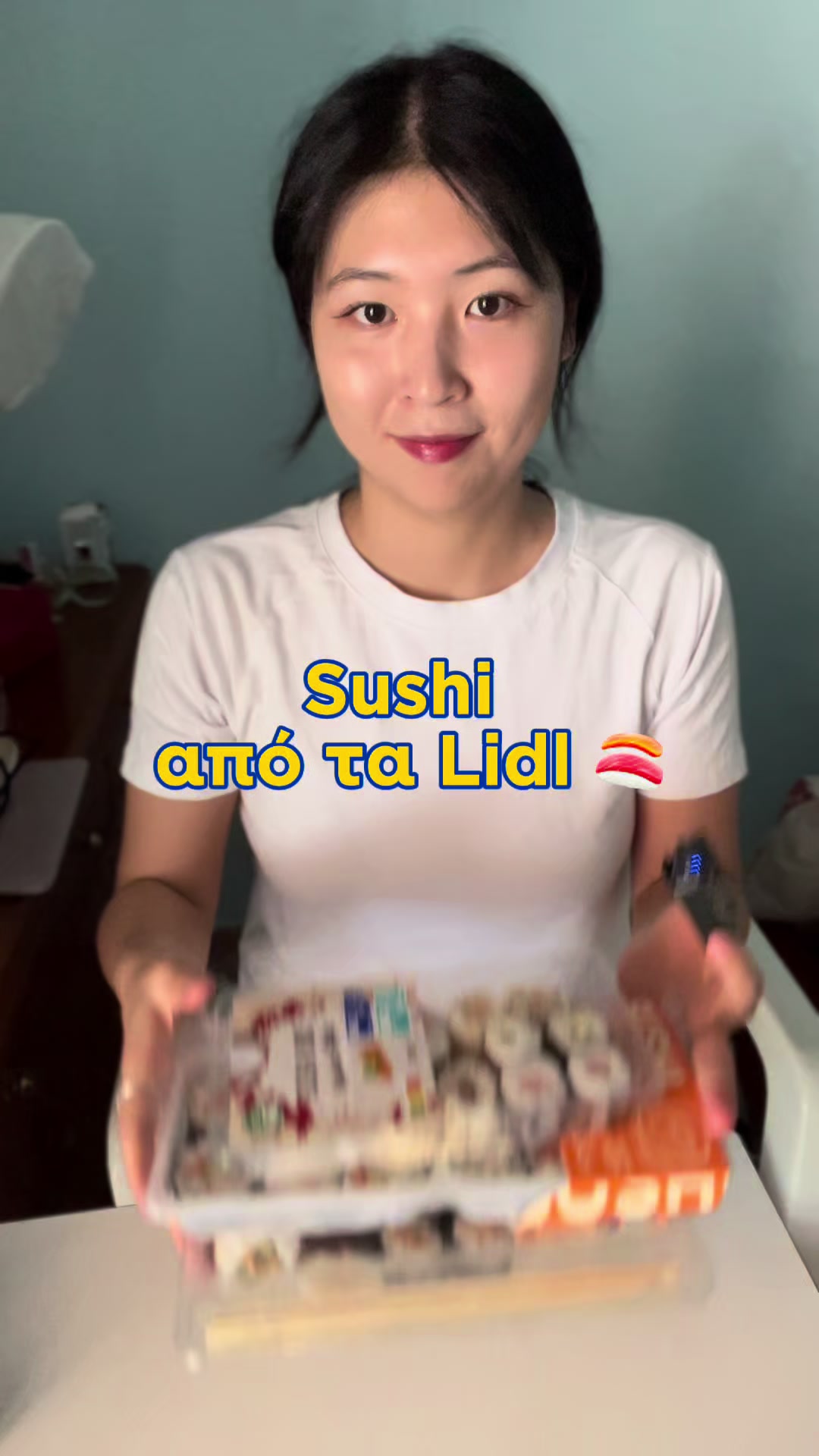 TikTok post by @pavlinalee_ for Lidl Hellas. Caption reads: #ad Sushi x ASMR 🍣 #LidlHellas @Lidl Hellas ....