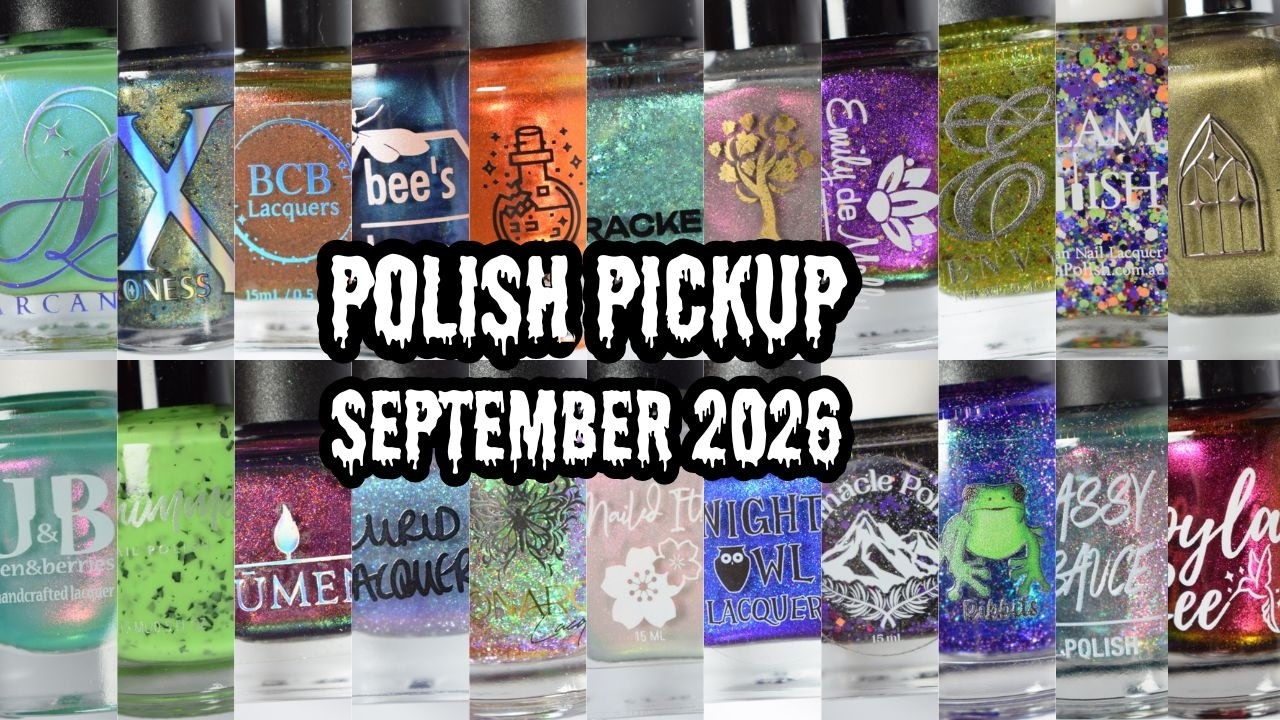 YouTube post by @ThePolishedMage for Pixabay. Caption reads: Polish Pickup Sept. 2026: PPWEEN!!!.