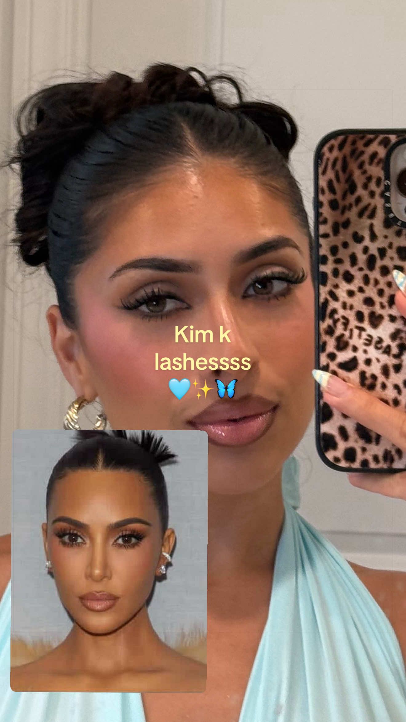 TikTok post by @cynthiamadridx for KEYYOU LASH. Caption reads: [...] 🎀 Kim k inspired lashes, say less 😚....