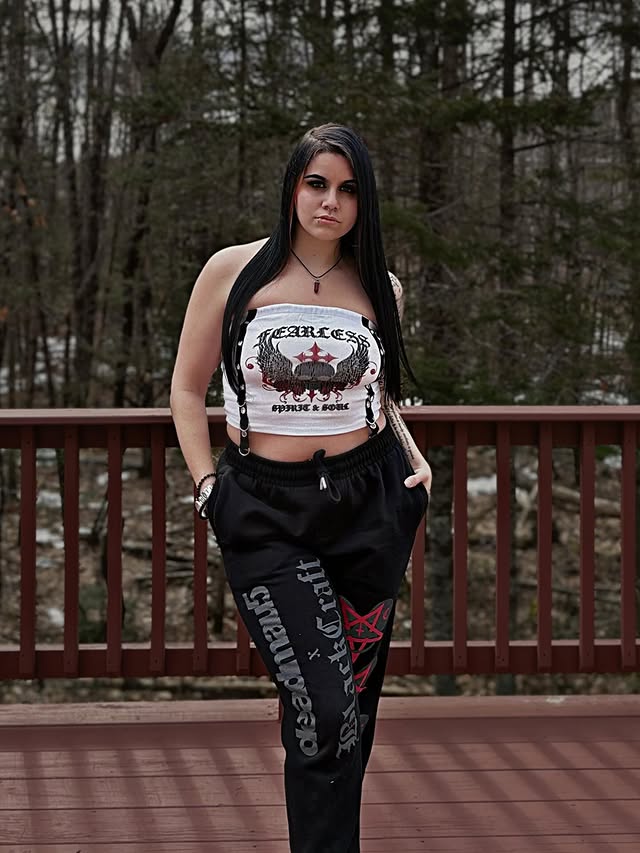 Instagram post by @vampiress_emma for Blackcraft Cult. Caption reads: Fearless 🖤🦇🥀🤘🏻 Rocking @blackcraftcult....