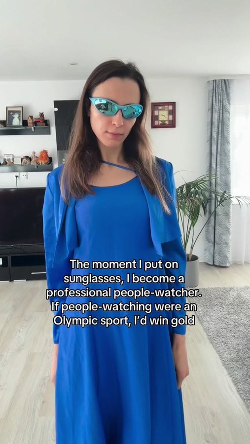 Instagram post by @leilalevchenko for TIJN Eyewear. Caption reads: I put my sunglasses on to watch people and they....