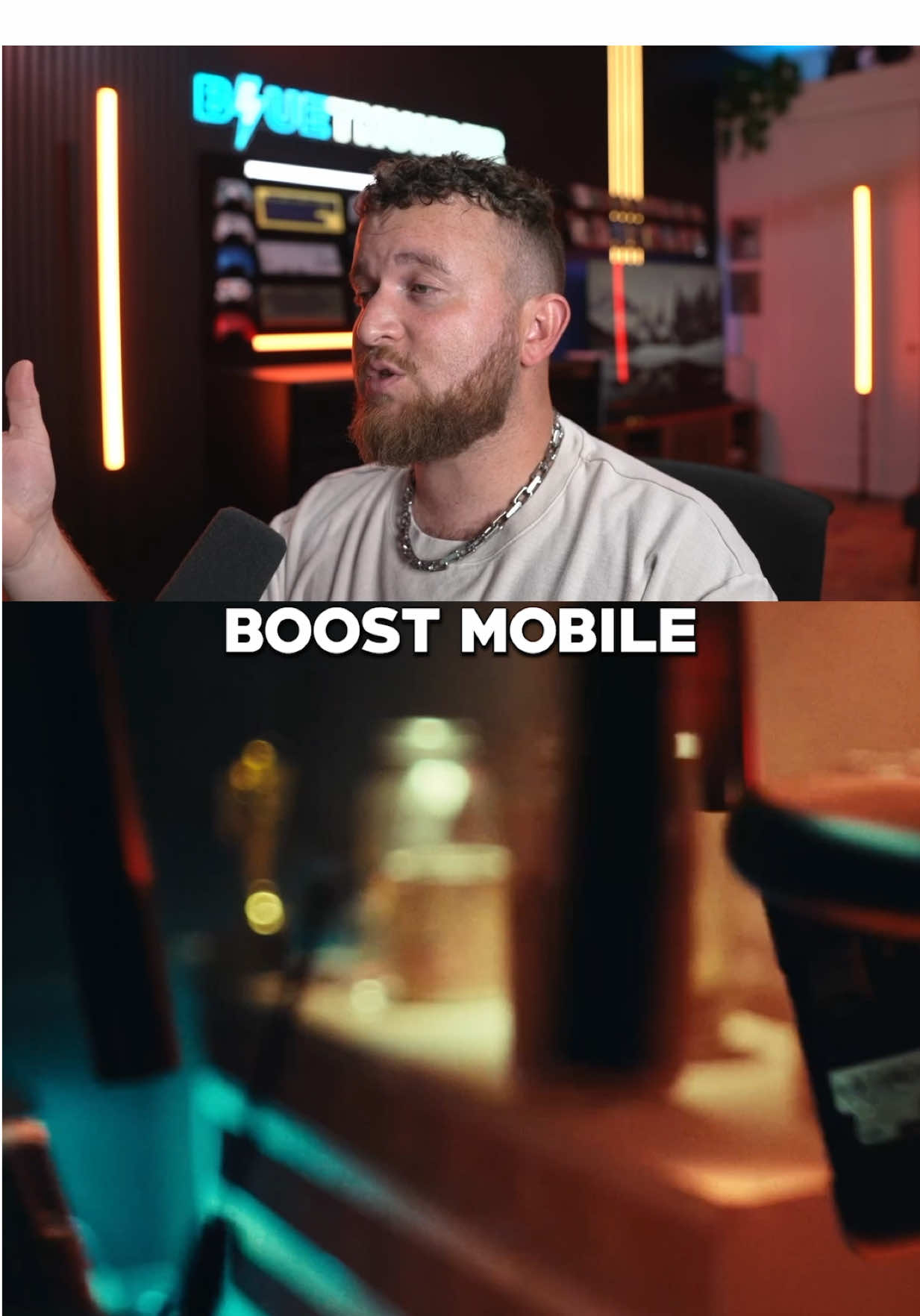 TikTok post by @bluethunder for Liquid Death. Caption reads: @Boost Mobile and Liquid Death teamed up to show....