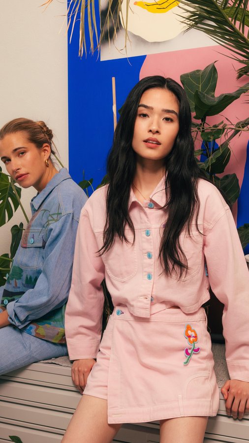 Instagram post by @ruo_han_wang for Lee Jeans. Caption reads: Spring drop alert: art and denim are in bloom with....