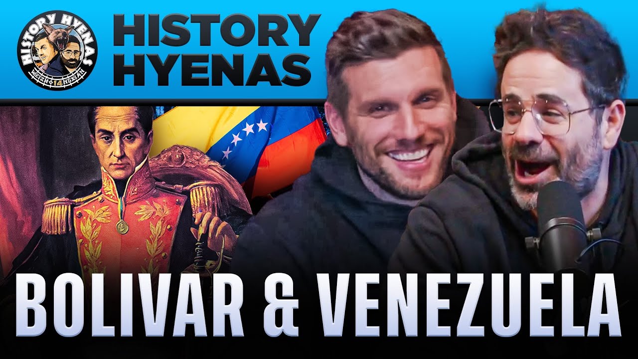 YouTube post by @HistoryHyenas for Huel. Caption reads: Simon Bolivar & Wok n Rollin In Venezuela |....