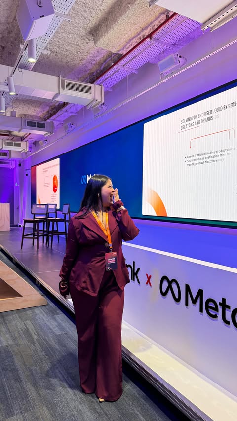 Instagram post by @sanya__agarwal for Wishlink. Caption reads: Walking into Meta’s office for the first time felt....