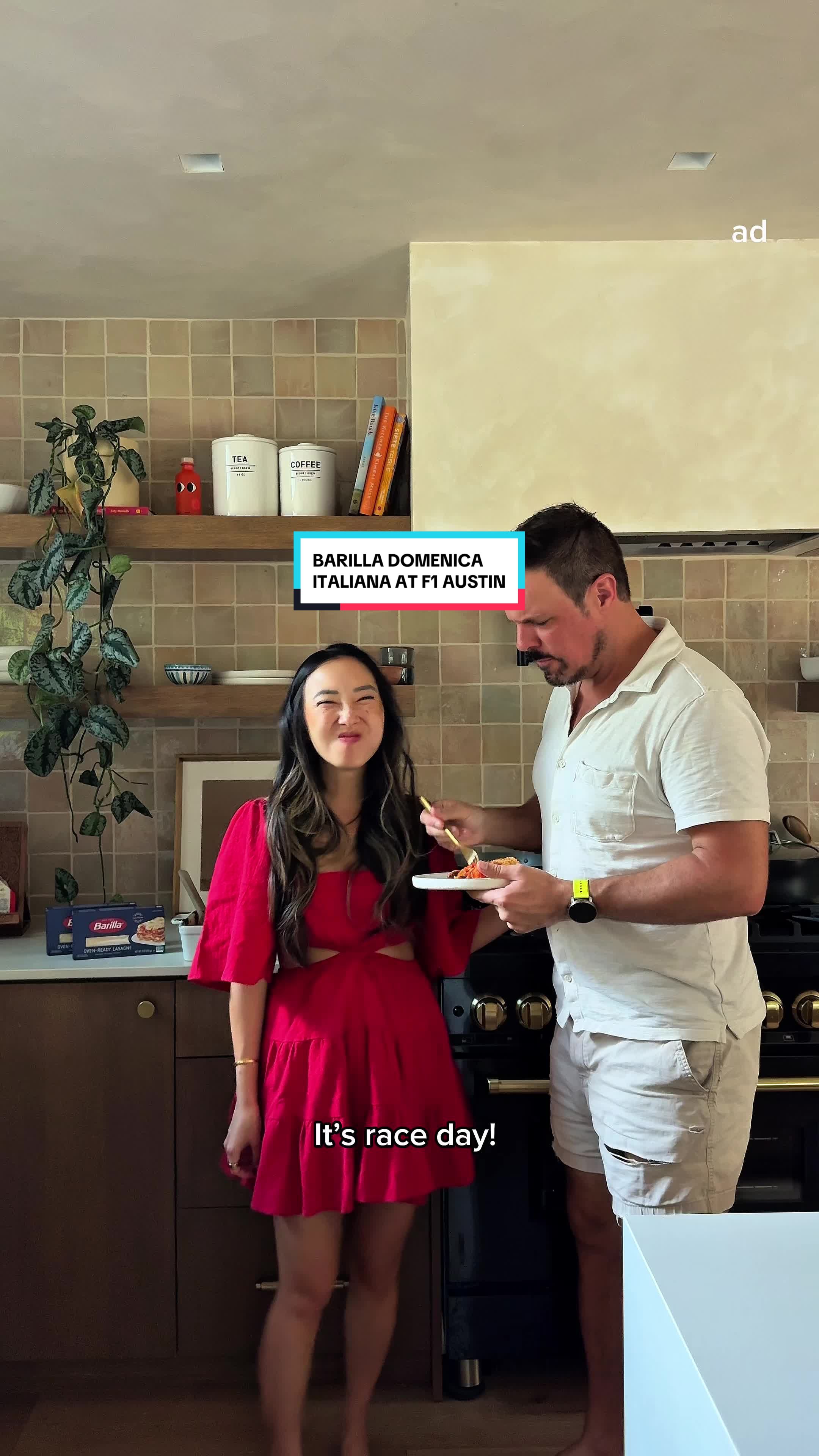 TikTok post by @atasteofkoko for Barilla. Caption reads: [...] celebrating Domenica Italiana with @barilla....